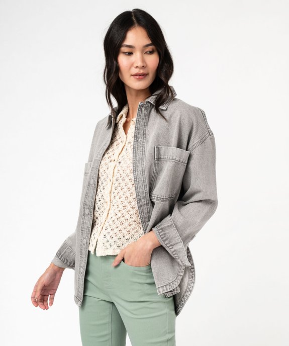 Veste en jean look surchemise femme vue1 - GEMO(FEMME PAP) - GEMO