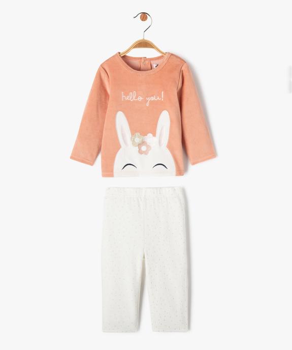 Pyjama 2 pièces en velours avec motif lapin bébé fille vue1 - GEMO(BB COUCHE) - GEMO