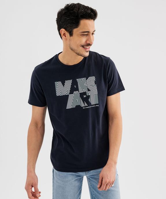 Tee-shirt manches courtes avec inscription graphique homme vue1 - GEMO 4G HOMME - GEMO