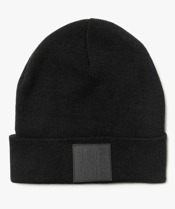 Bonnet garçon à revers avec patch en relief ton sur ton vue1 - GEMO 4G GARCON - GEMO