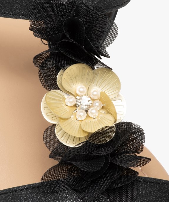 Sandales filles à talon plat et fleurs en tulle vue6 - GEMO (ENFANT) - GEMO