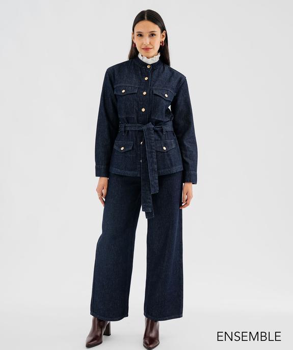 Ensembe veste denim et jean wide leg pour femme - GEMO