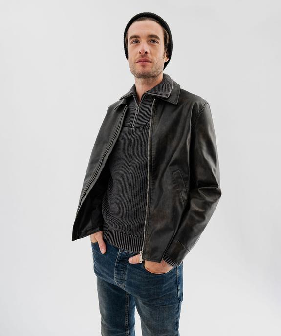 Pull en coton côtelé avec col camionneur homme vue4 - GEMO (HOMME) - GEMO