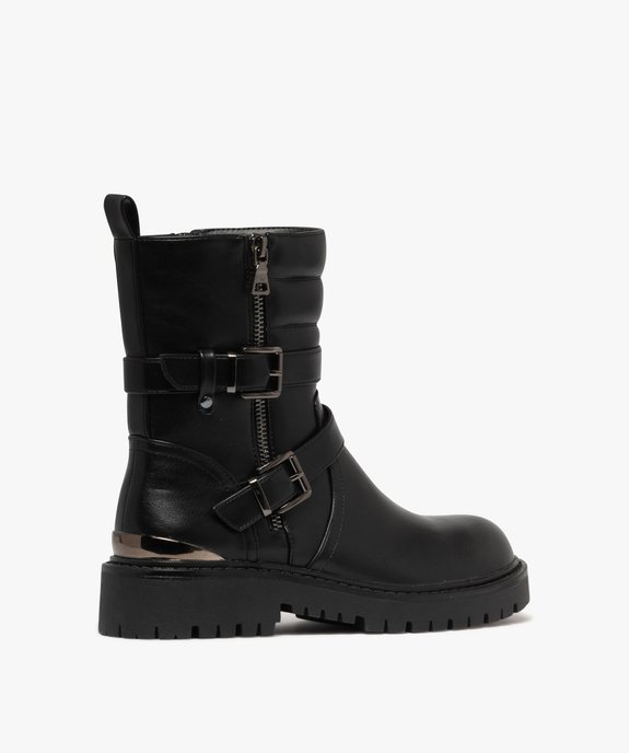 Boots femme mid-cut à col matelassé avec zip et brides fantaisie vue4 - 5 MILES - GEMO