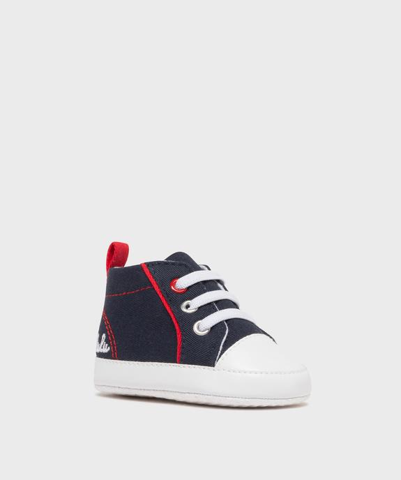 Chaussons de naissance en toile look tennis bébé - LuluCastagnette vue3 - LULU CASTAGNETTE G4G D - GEMO