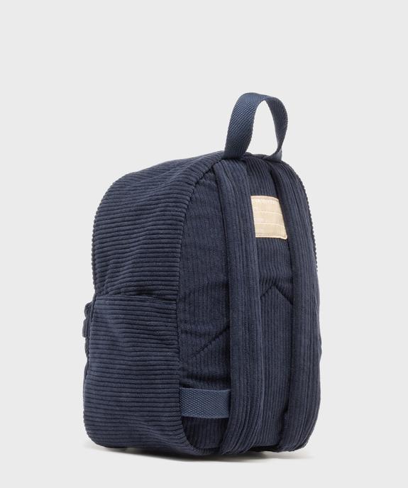 Sac à dos en velours côtelé garçon - LuluCastagnette vue3 - LULUCASTAGNETTE - GEMO