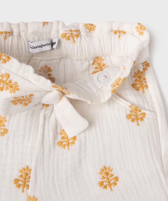 Short ample en double gaze de coton brodée bébé fille - LuluCastagnette vue3 - LULUCASTAGNETTE - GEMO