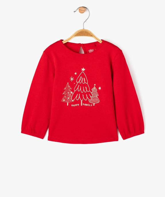 Tee-shirt manches longues motif pailleté spécial Noël bébé fille vue1 - GEMO 4G BEBE - GEMO
