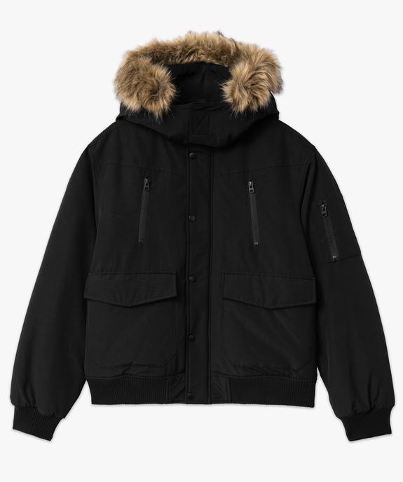 Blouson matelassé à capuche bordée de fourrure imitation homme vue4 - GEMO 4G HOMME - GEMO