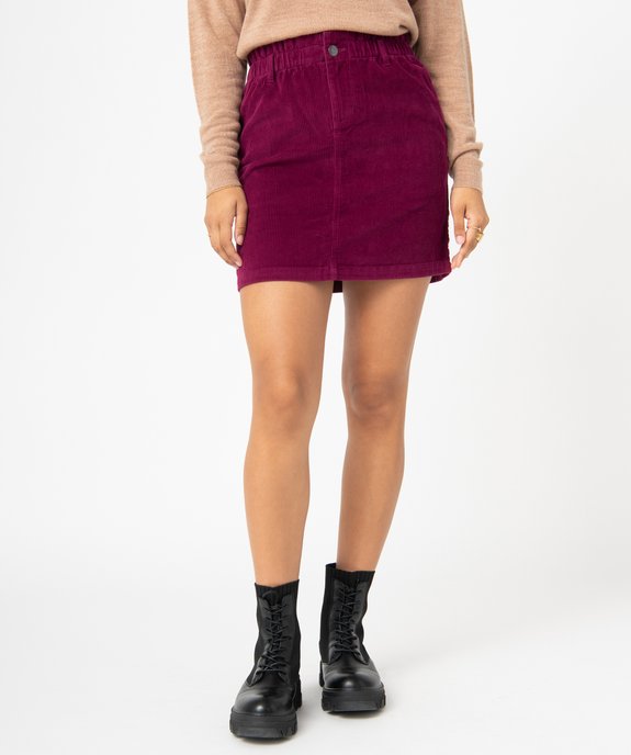Jupe femme en velours côtelé avec taille froncée vue1 - GEMO(FEMME PAP) - GEMO