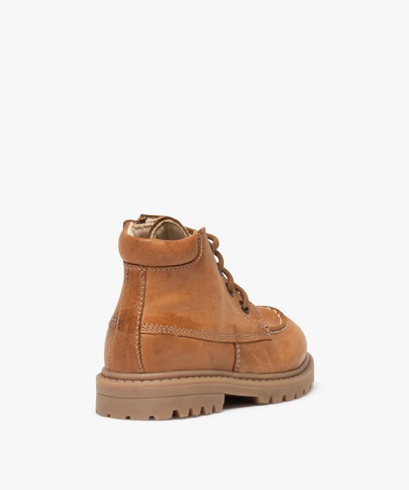 Boots garçon à lacets et zip dessus cuir uni – NA! vue4 - NA! - GEMO