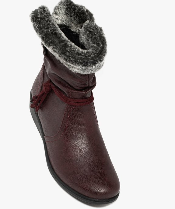 Boots femme fourrées confort à talon compensé et col duveteux vue5 - G'FLEX - GEMO