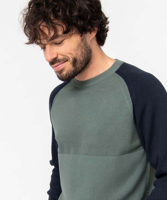 Pull homme bicolore à maille fantaisie vue2 - GEMO (HOMME) - GEMO