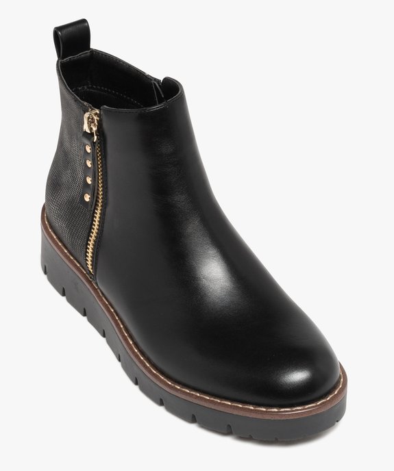 Boots femme à semelle plateforme crantée et à zip fantaisie vue6 - GEMO (CASUAL) - GEMO