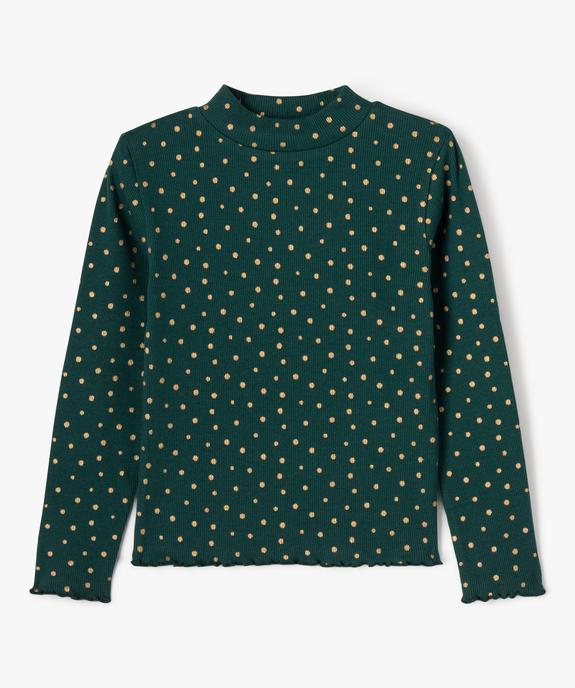 Tee-shirt manches longues col montant en maille côtelée fille vue1 - GEMO 4G FILLE - GEMO