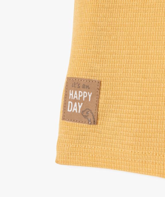 Tee-shirt manches courtes à col tunisien en maille nid d'abeille bébé garçon vue2 - GEMO(BEBE DEBT) - GEMO