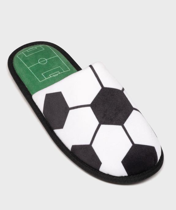 Chaussons mules velours imprimées ballon de football homme vue5 - GEMO 4G HOMME - GEMO