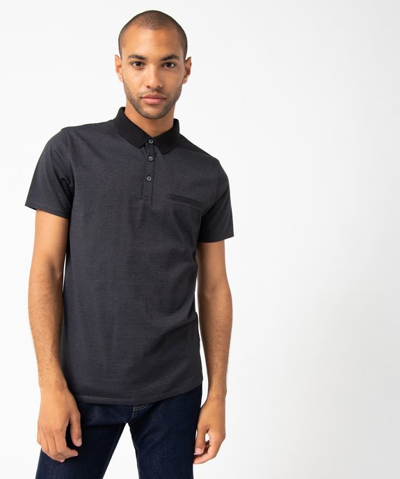 Polo homme à fines rayures et manches courtes vue1 - GEMO (HOMME) - GEMO