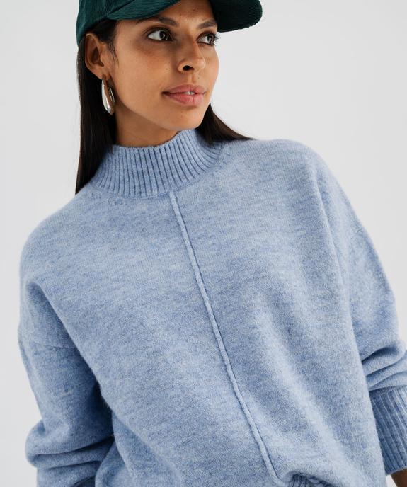 Pull col montant avec couture sur l’avant femme vue2 - GEMO(FEMME PAP) - GEMO