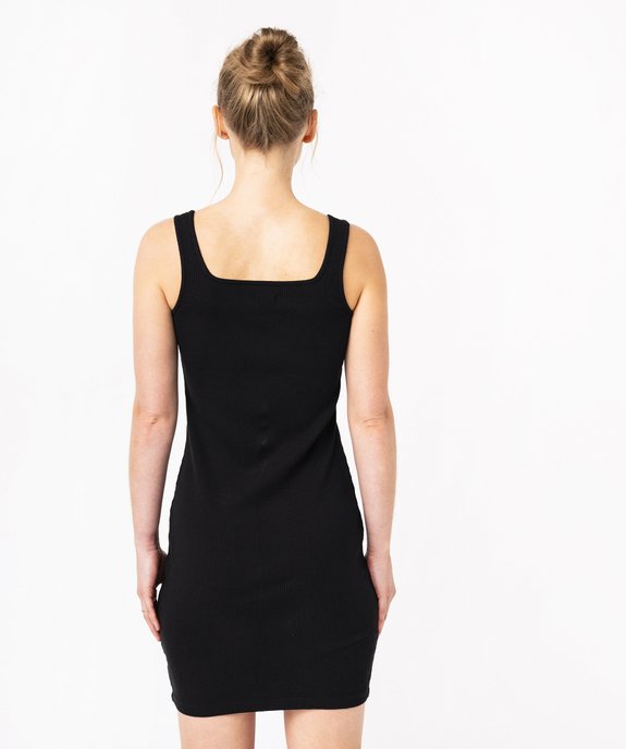 Robe courte à bretelles moulantes en maille côtelée femme vue5 - GEMO 4G FEMME - GEMO