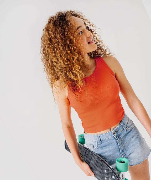 Débardeur en maille côtelée coupe courte fille vue6 - GEMO 4G FILLE - GEMO