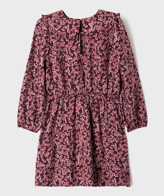 Robe à manches longues à motifs fleuris fille vue4 - GEMO 4G FILLE - GEMO