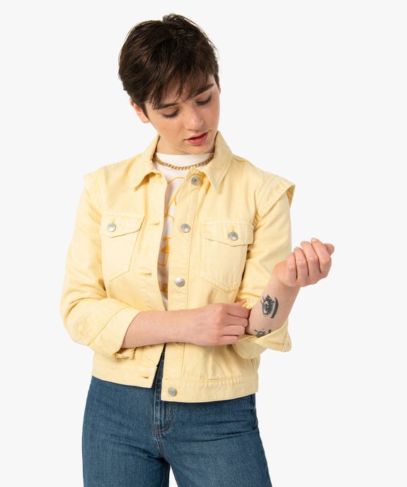 Veste femme en denim à épaulettes vue1 - GEMO(FEMME PAP) - GEMO