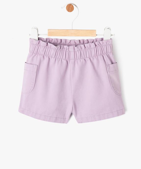 Short en toile avec taille élastique bébé fille vue1 - GEMO 4G BEBE - GEMO