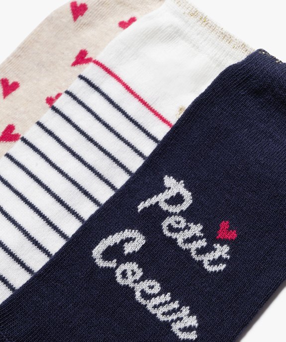 Chaussettes ultra coutes à motif cœurs fille (lot de 3) vue3 - GEMO (ENFANT) - GEMO