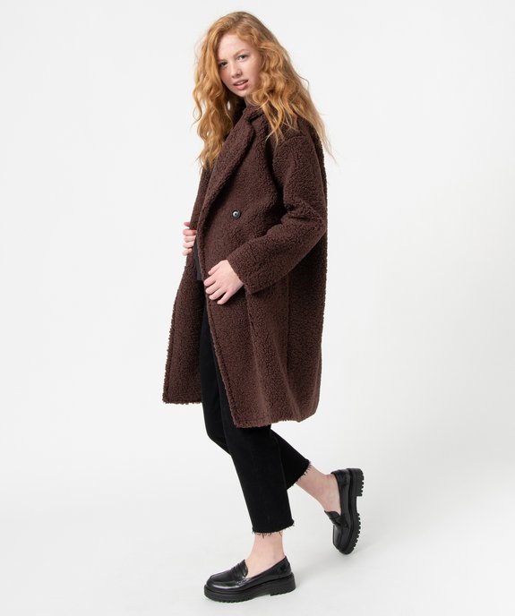 Manteau femme mi-long en maille bouclette à double boutonnage vue1 - GEMO(FEMME PAP) - GEMO