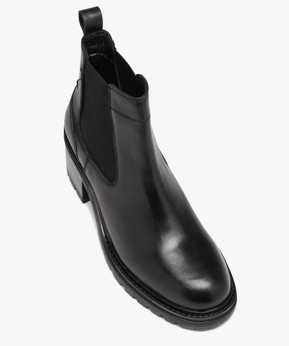 Boots femme à talon en cuir uni style Chelsea vue5 - GEMO(URBAIN) - GEMO