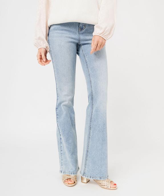 Jean bootcut taille haute avec fine ceinture femme vue2 - GEMO 4G FEMME - GEMO