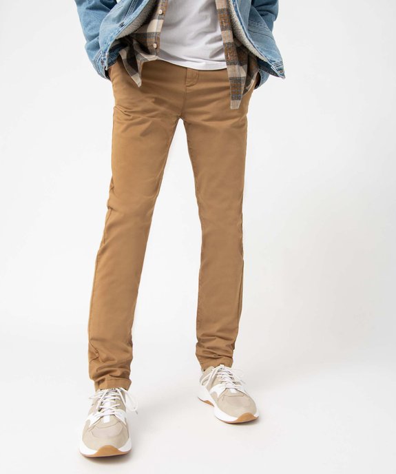 Pantalon chino en coton stretch coupe Slim homme vue1 - GEMO 4G HOMME - GEMO