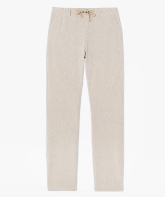 Pantalon homme en lin et coton avec taille ajustable vue4 - GEMO (HOMME) - GEMO