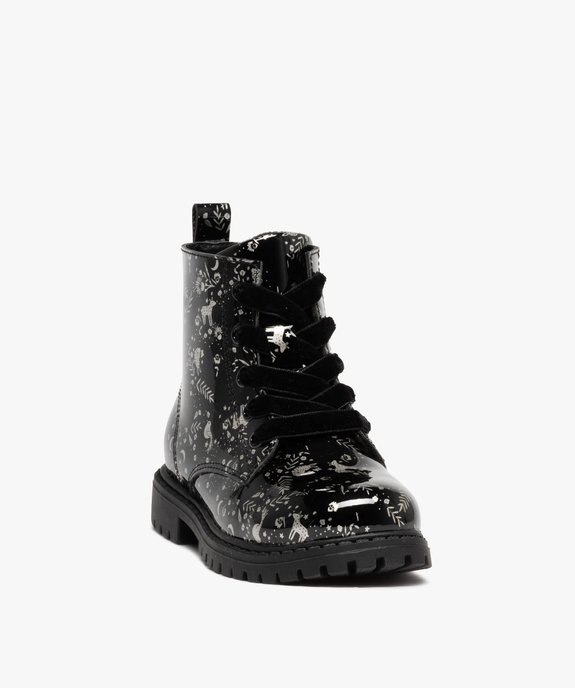 Boots fille style rock vernies à lacets et zip vue2 - GEMO(BEBE DEBT) - GEMO