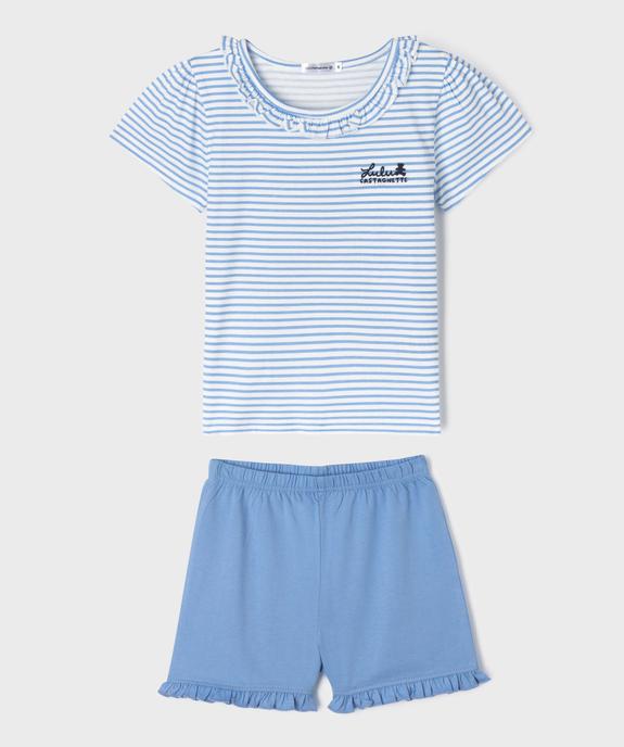 Pyjashort à volant avec haut rayé fille - LuluCastagnette vue6 - LULU CASTAGNETTE GEMO FOR GOOD - GEMO