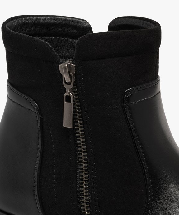 Boots femme confort à talon cubain détail en suédine et zip fantaisie vue7 - G'FLEX - GEMO