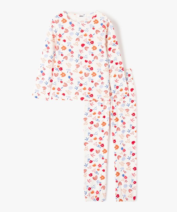 Pyjama fille en jersey à motifs girly multicolores vue1 - GEMO (ENFANT) - GEMO