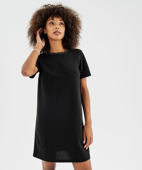 Robe manches courtes coupe droite et courte femme vue2 - GEMO(FEMME PAP) - GEMO