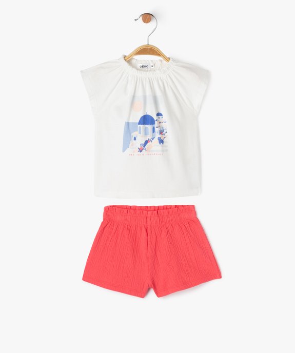 Ensemble short + tee-shirt amples bébé fille vue1 - GEMO(BEBE DEBT) - GEMO