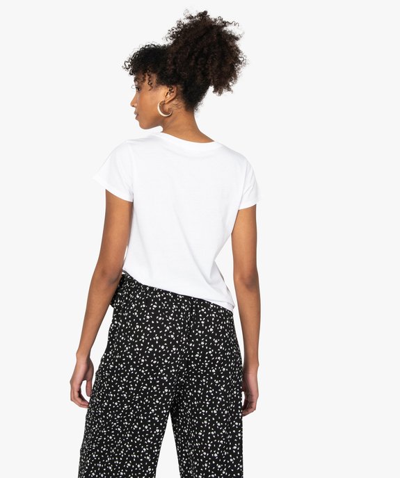 Tee-shirt femme à manches courtes et col rond vue3 - GEMO 4G FEMME - GEMO