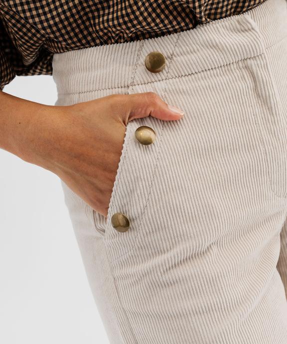 Pantalon large en velours côtelé à pont décoratif femme vue3 - GEMO(FEMME PAP) - GEMO