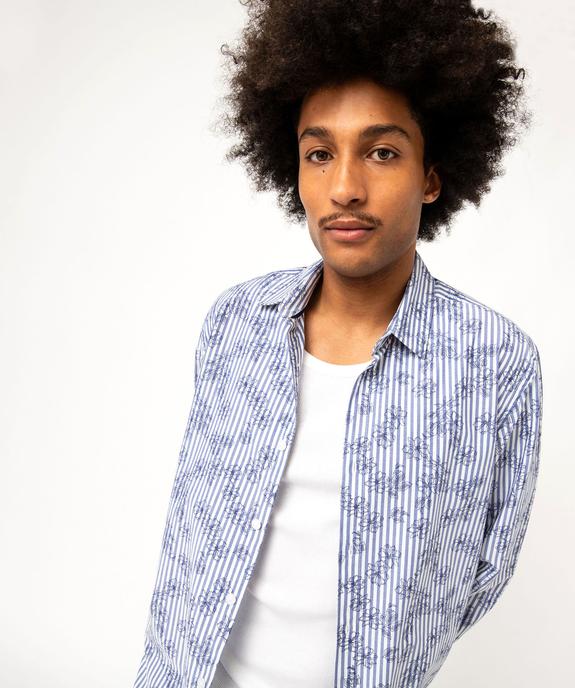 Chemise manches longues rayée à motif fleuri homme vue6 - GEMO (HOMME) - GEMO
