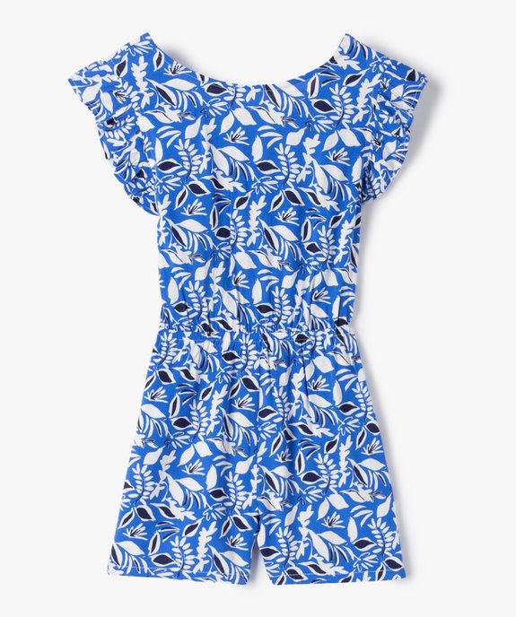 Combishort fille à motif feuillage et volants sur les épaules vue1 - GEMO (ENFANT) - GEMO