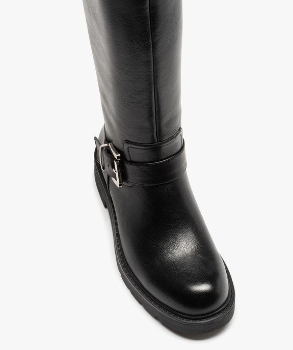 Bottes femme unies à talon plat style motardes vue6 - GEMO (CASUAL) - GEMO