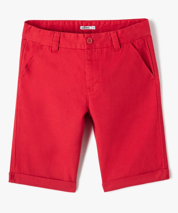 Bermuda coupe chino regular en toile de coton garçon vue1 - GEMO 4G GARCON - GEMO