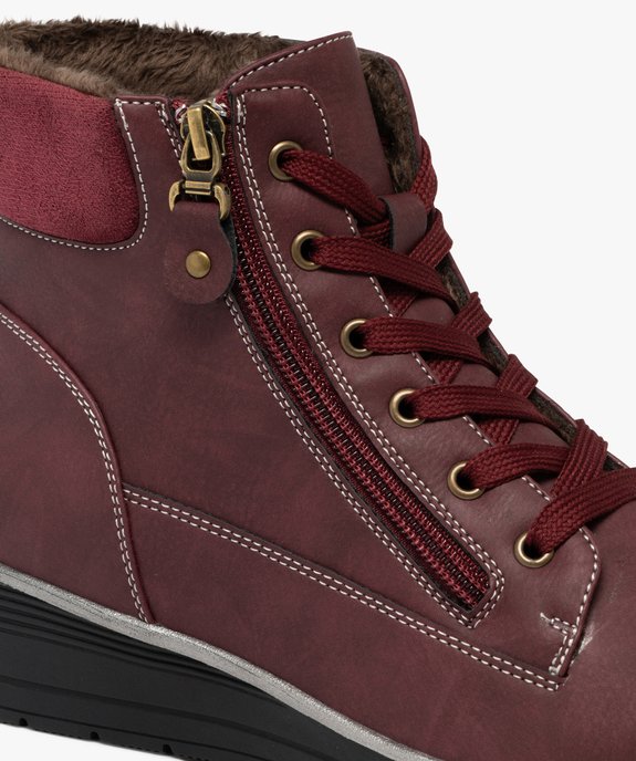 Boots femme confort fourrées à zip latéral et à lacets - Hobiz vue6 - HOBIZ - GEMO