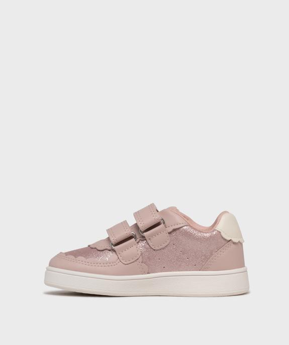 Baskets basses à scratch pailletées bébé fille - Geox vue3 - GEOX - GEMO