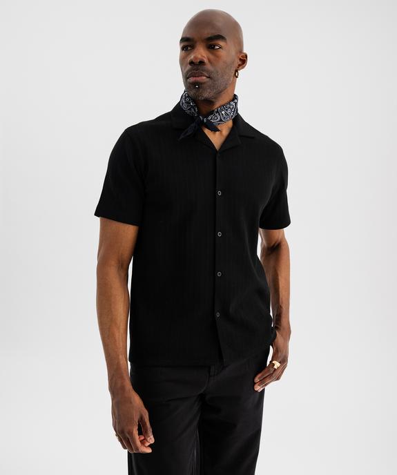 Chemise manches courtes en maille fantaisie avec col cubain homme vue1 - GEMO 4G HOMME - GEMO