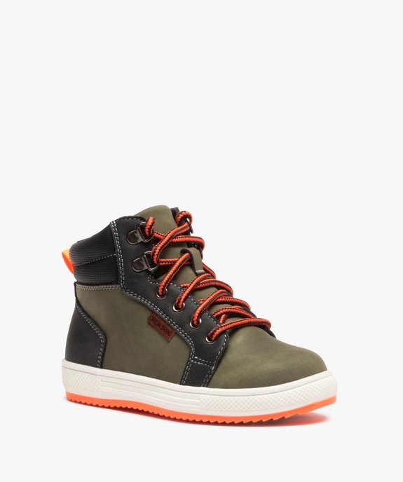 Boots fourrées garçon à lacets bicolores et zip vue2 - GEMO 4G GARCON - GEMO